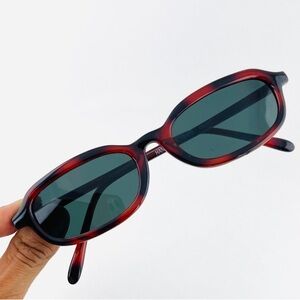 Authentic Vintage 90s Slim Red Tortoise Rectangle Sunglasses